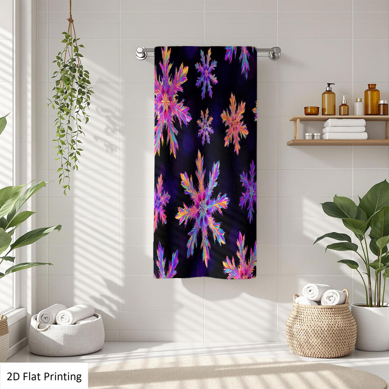 Home Bathroom Colors - 1Pc Abstract Art Style Snowflakes In