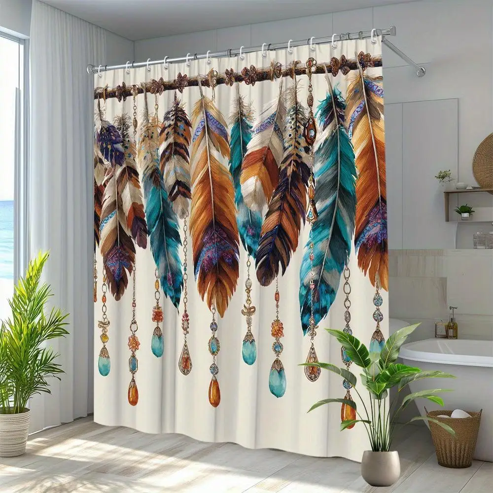 Home Bathroom Design Ideas - Shower Curtain Set Bohemian Style Retro