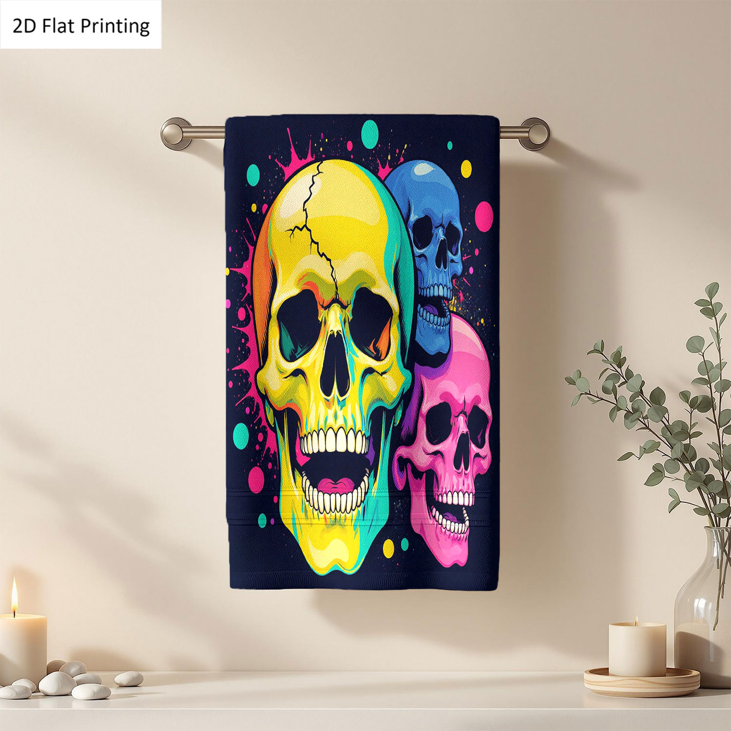 Home Bathroom Colors - 1Pc Skulls In Graffiti Style With