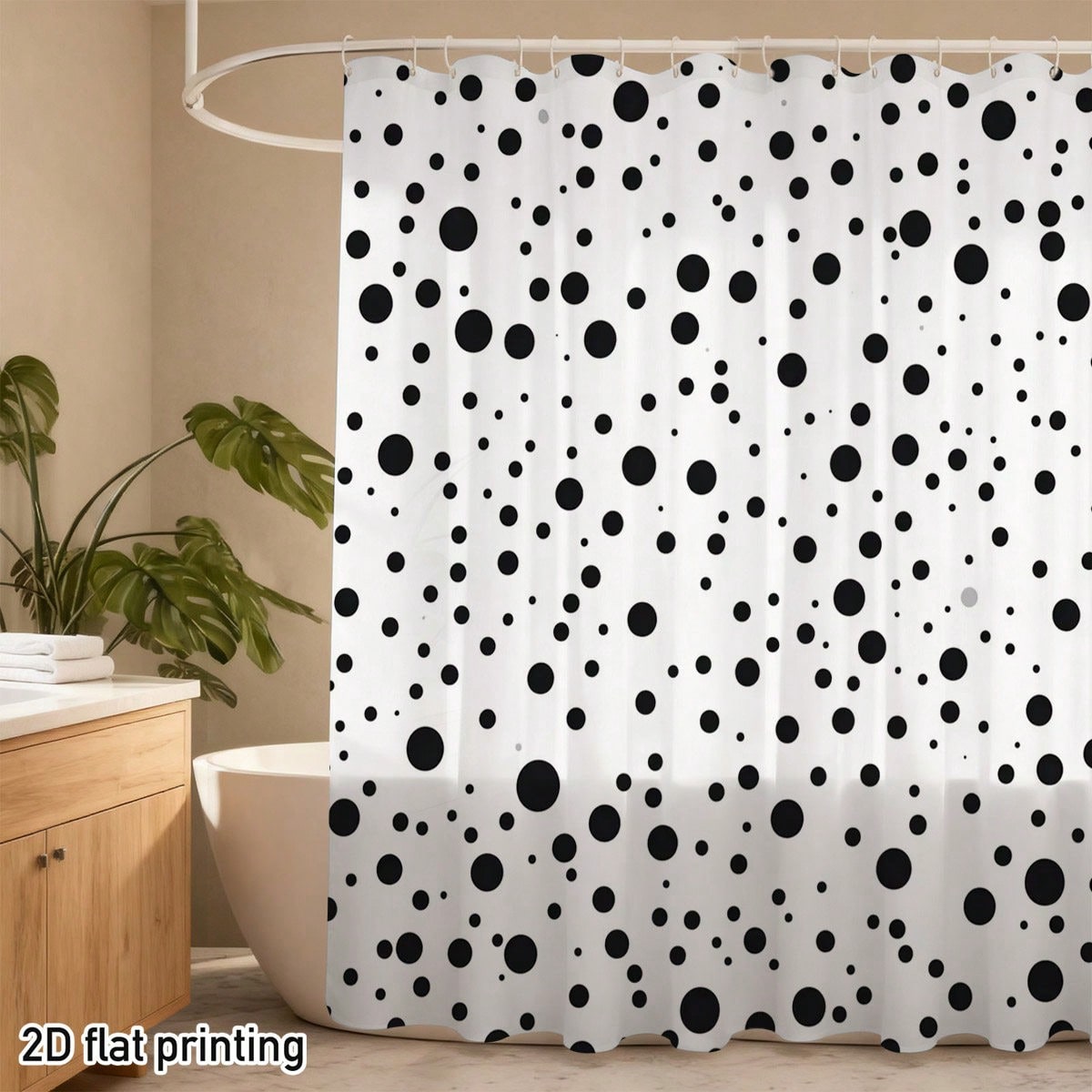 Home Bathroom Partition - 1PC Minimalist 2D Polka Dot Shower