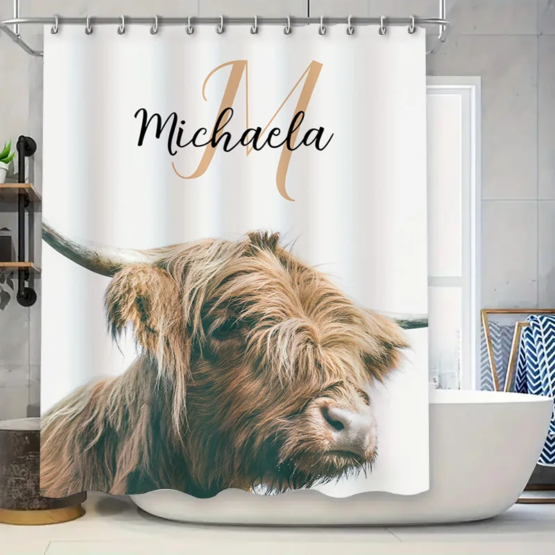Home Bathroom Name - Customizable Name Personalized Shower Curtain featuring