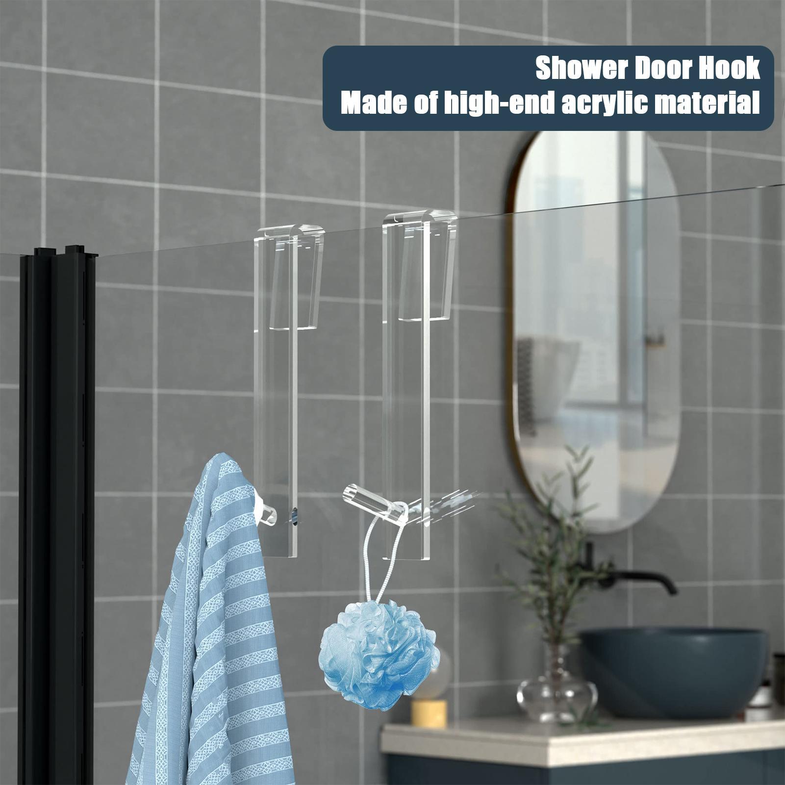 Shower Door Hooks Acrylic Coat - Home Bathroom Door のレビューと価格