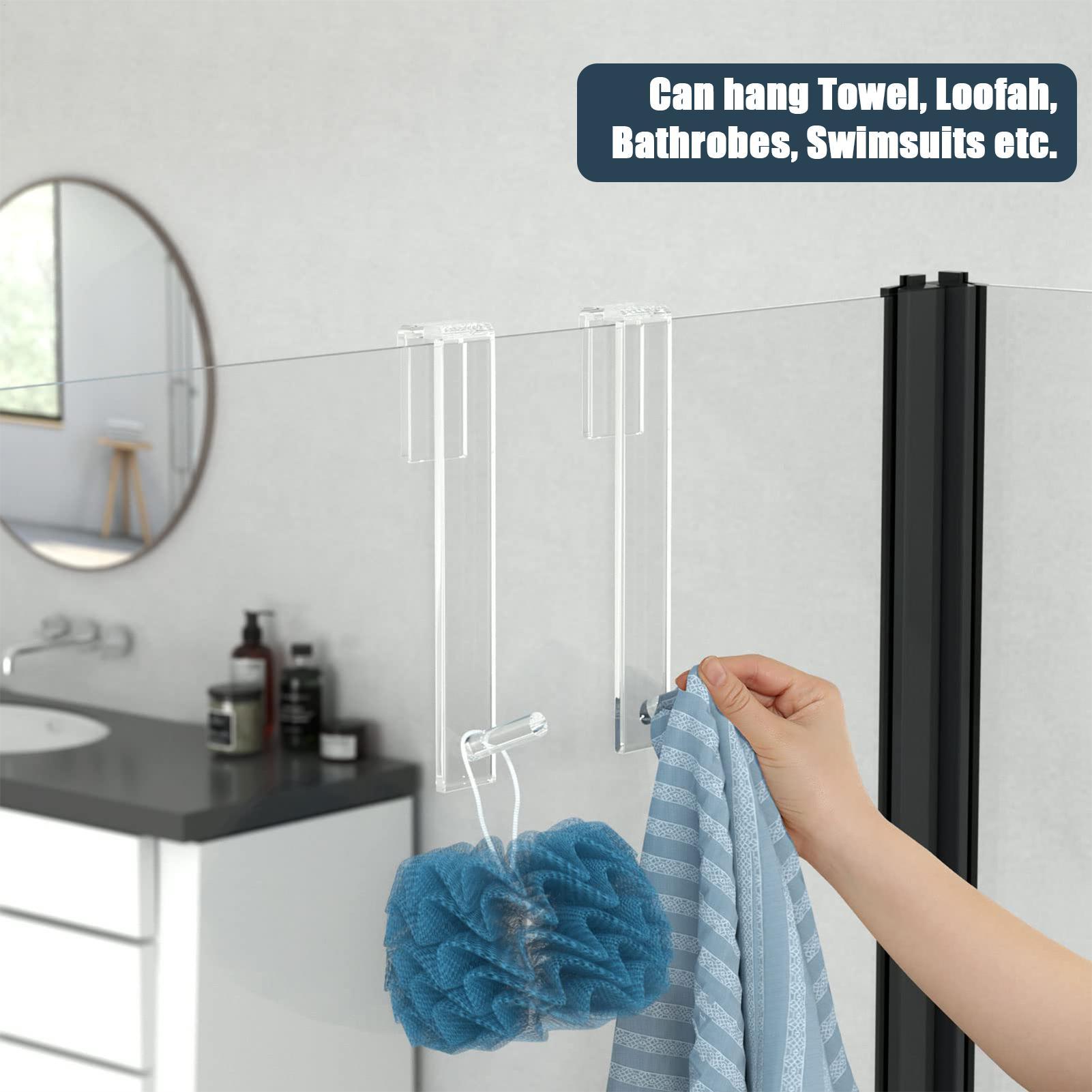 Shower Door Hooks Acrylic Coat - Home Bathroom Door のレビューと価格