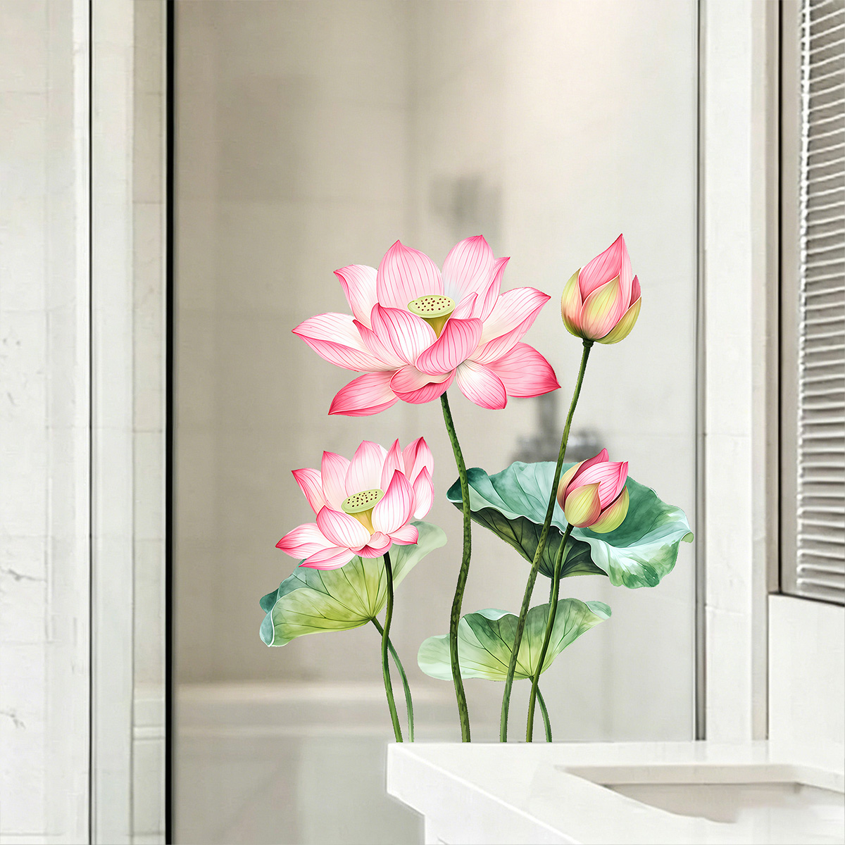 Detachable Lotus Wall Sticker, - Home Bathroom Door のレビューと価格