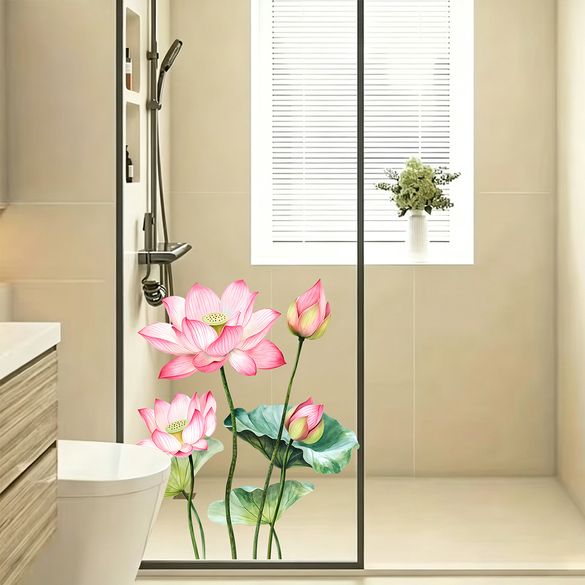 Detachable Lotus Wall Sticker, - Home Bathroom Door のレビューと価格