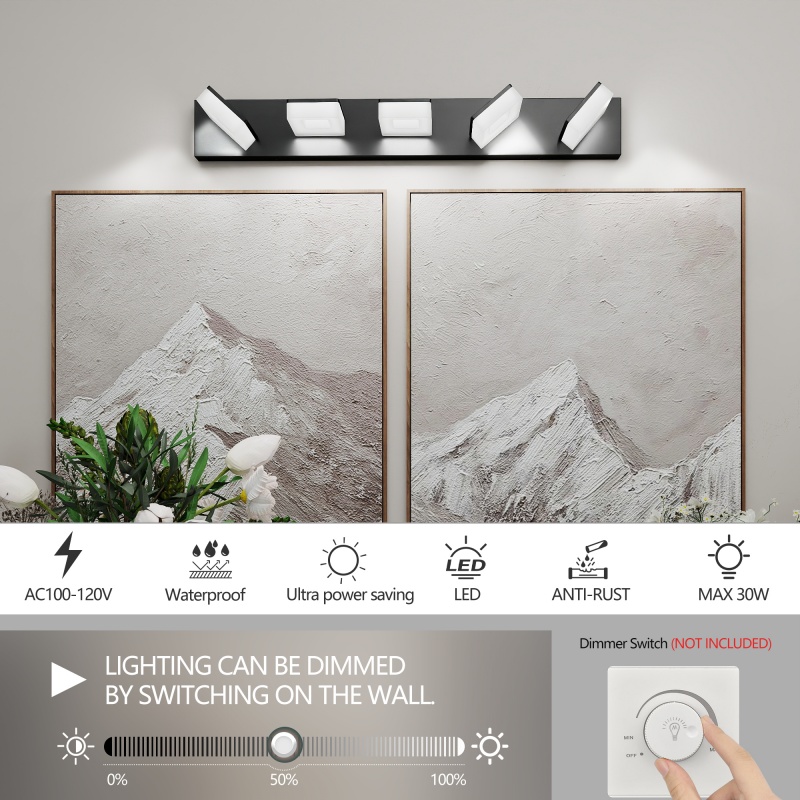 Adjustable 5-Head LED Mirror L - Home Bathroom Vanity のレビューと価格
