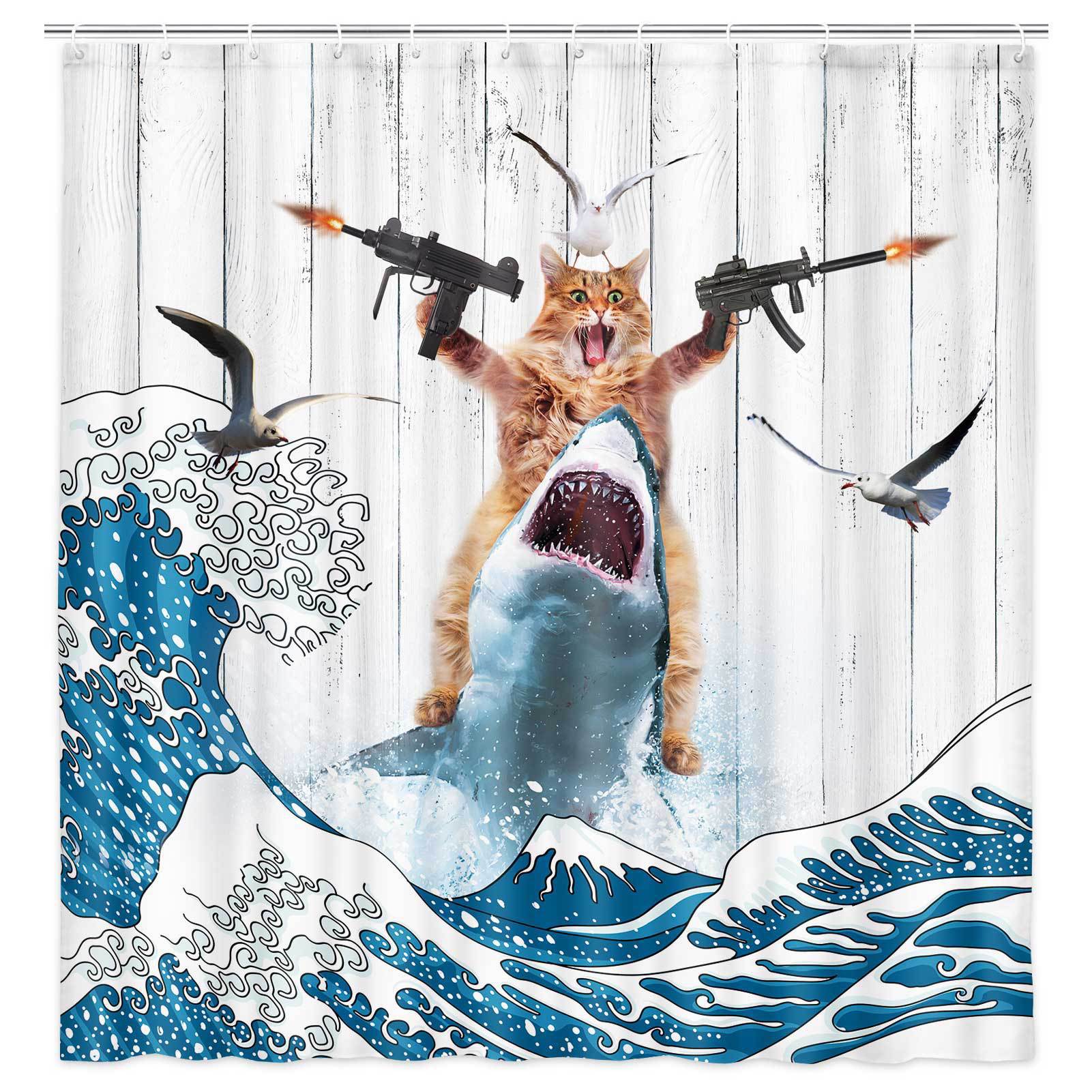 VIKAMA Shower Curtain Cat Funn - Home Bathroom Partition のレビューと価格