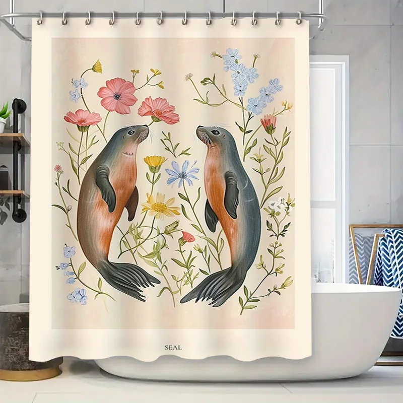Seal Print Shower Curtain Wate - Home Bathroom Design Ideas のレビューと価格