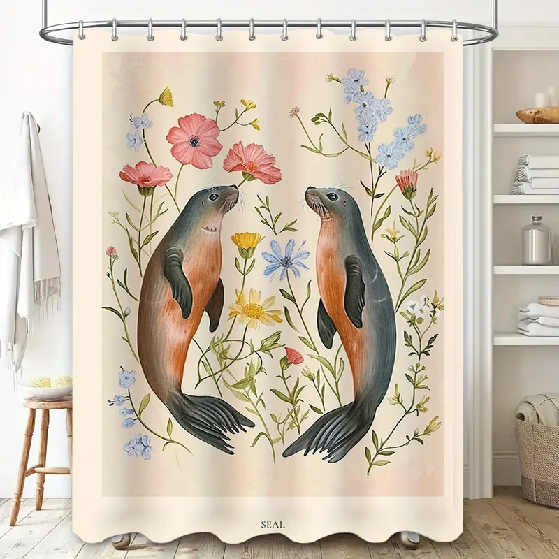 Seal Print Shower Curtain Wate - Home Bathroom Design Ideas のレビューと価格