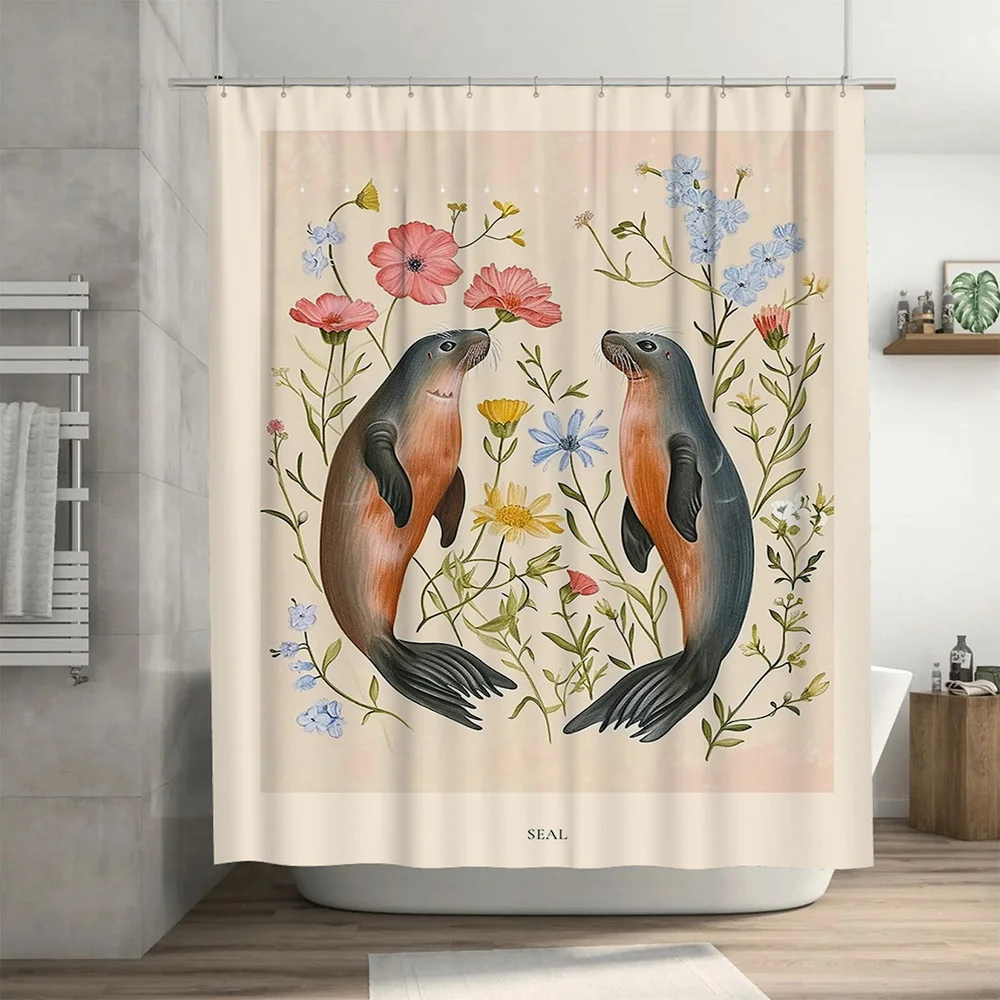 Seal Print Shower Curtain Wate - Home Bathroom Design Ideas のレビューと価格