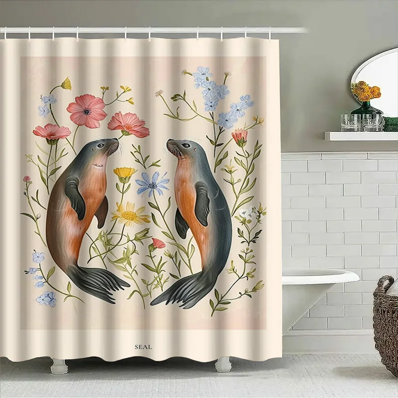 Seal Print Shower Curtain Wate - Home Bathroom Design Ideas のレビューと価格