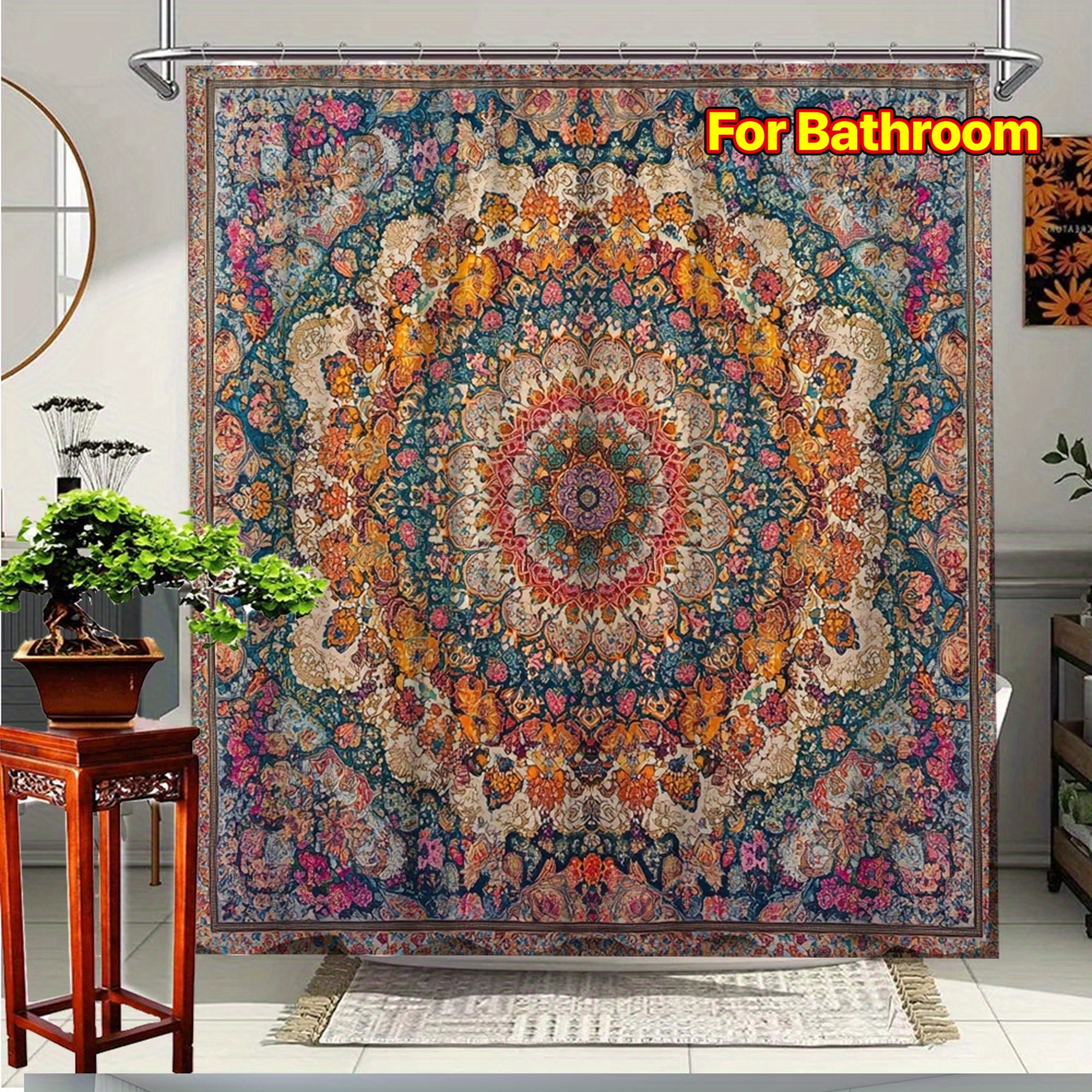 Shower Curtain Multi Sizes 2D  - Home Bathroom Partition のレビューと価格
