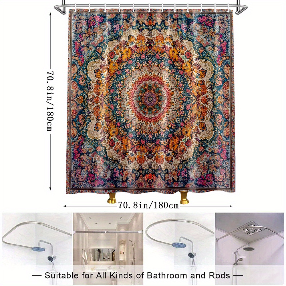 Shower Curtain Multi Sizes 2D  - Home Bathroom Partition のレビューと価格