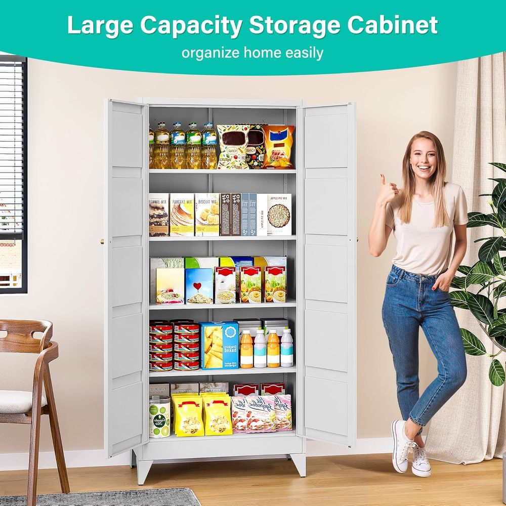 White Tall Metal Storage Cabin - Home Bathroom Door のレビューと価格