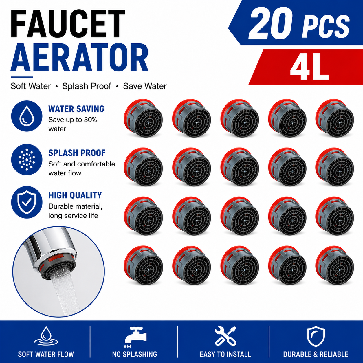 20 Pcs Faucet Aerator,  Flow R - Basin Mixer Tap のレビューと価格