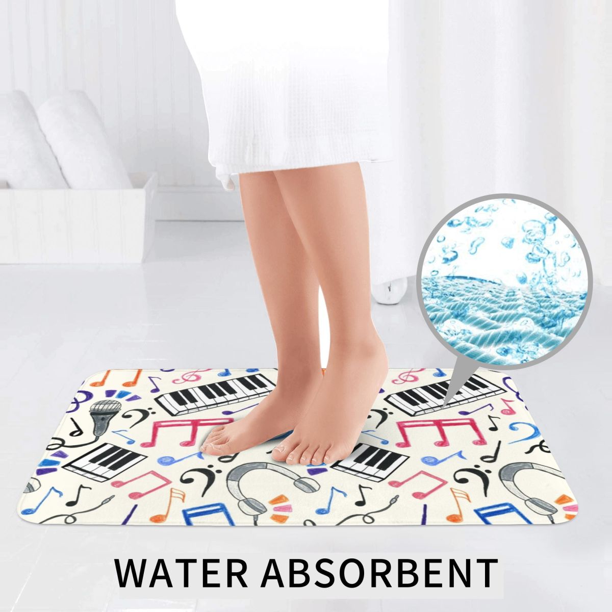 Good Beats - Music Notes & Sym - Home Goods Bathroom Rugs のレビューと価格