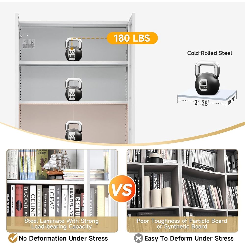 70.87 Tall Metal Bookshelf, 5- - Home & Bathroom Building Products Pte Ltd のレビューと価格