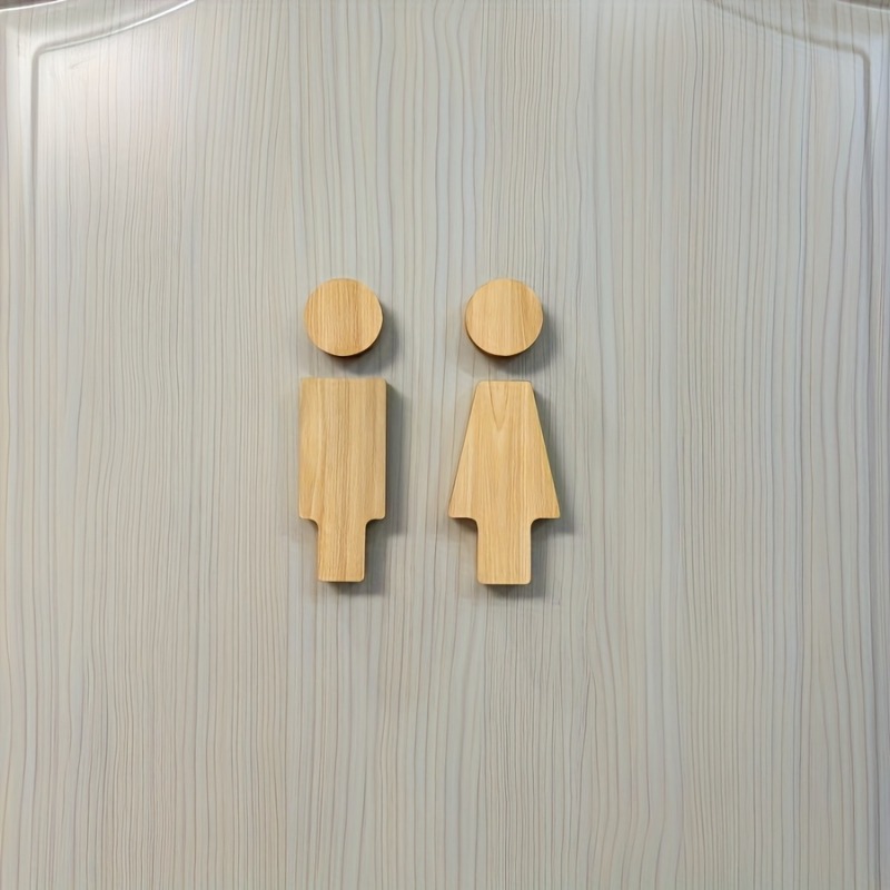 2PCS Wooden Bathroom Sign for  - Home Bathroom Door のレビューと価格