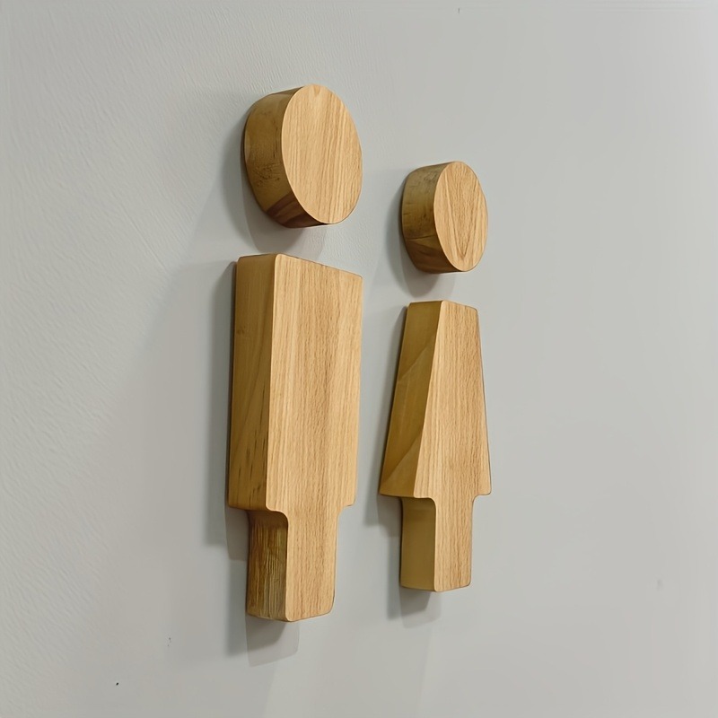 2PCS Wooden Bathroom Sign for  - Home Bathroom Door のレビューと価格
