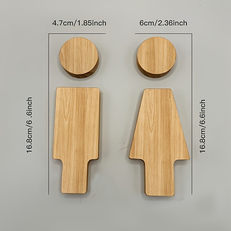 2PCS Wooden Bathroom Sign for  - Home Bathroom Door のレビューと価格