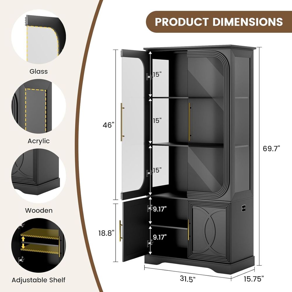 69 Tall Glass Display Cabinet  - Home & Bathroom Building Products Pte Ltd のレビューと価格