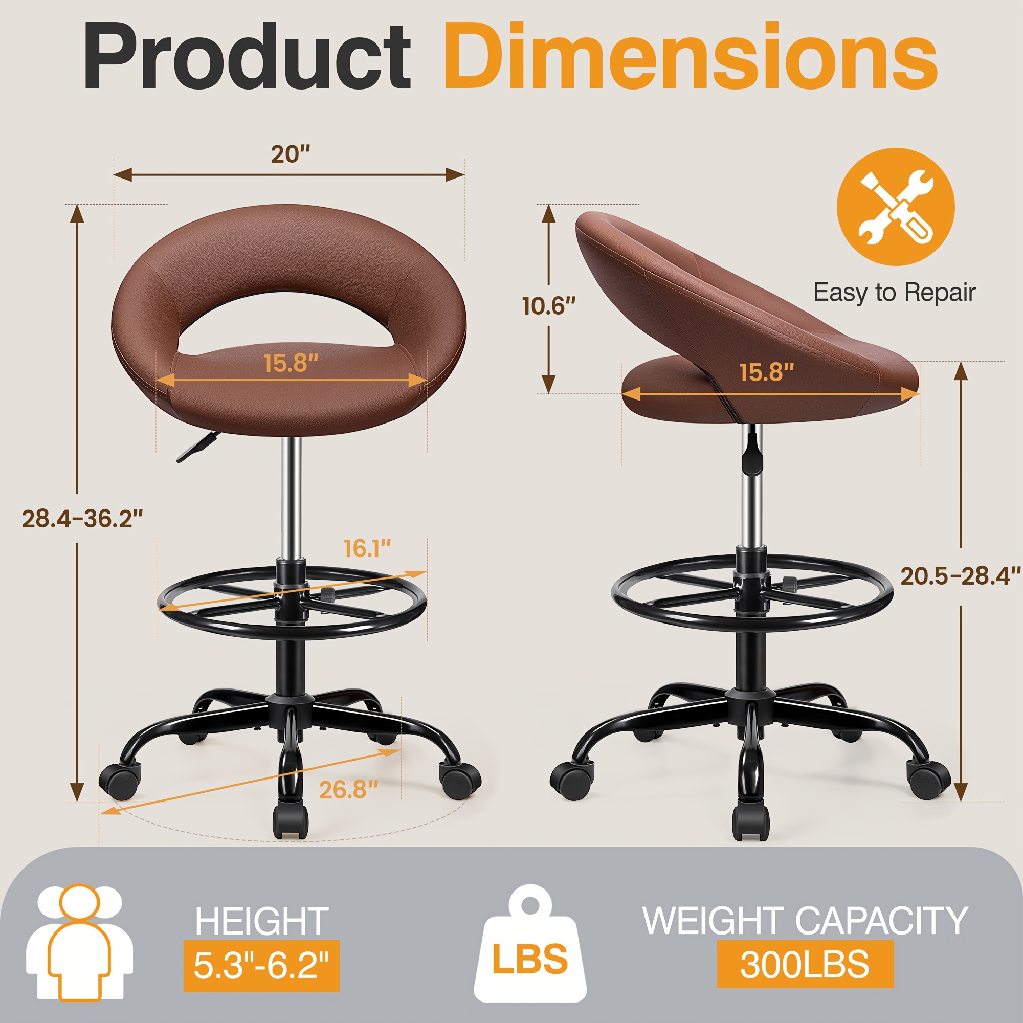 Ergonomic Drafting Chair - PU  - Home & Bathroom Building Products Pte Ltd のレビューと価格
