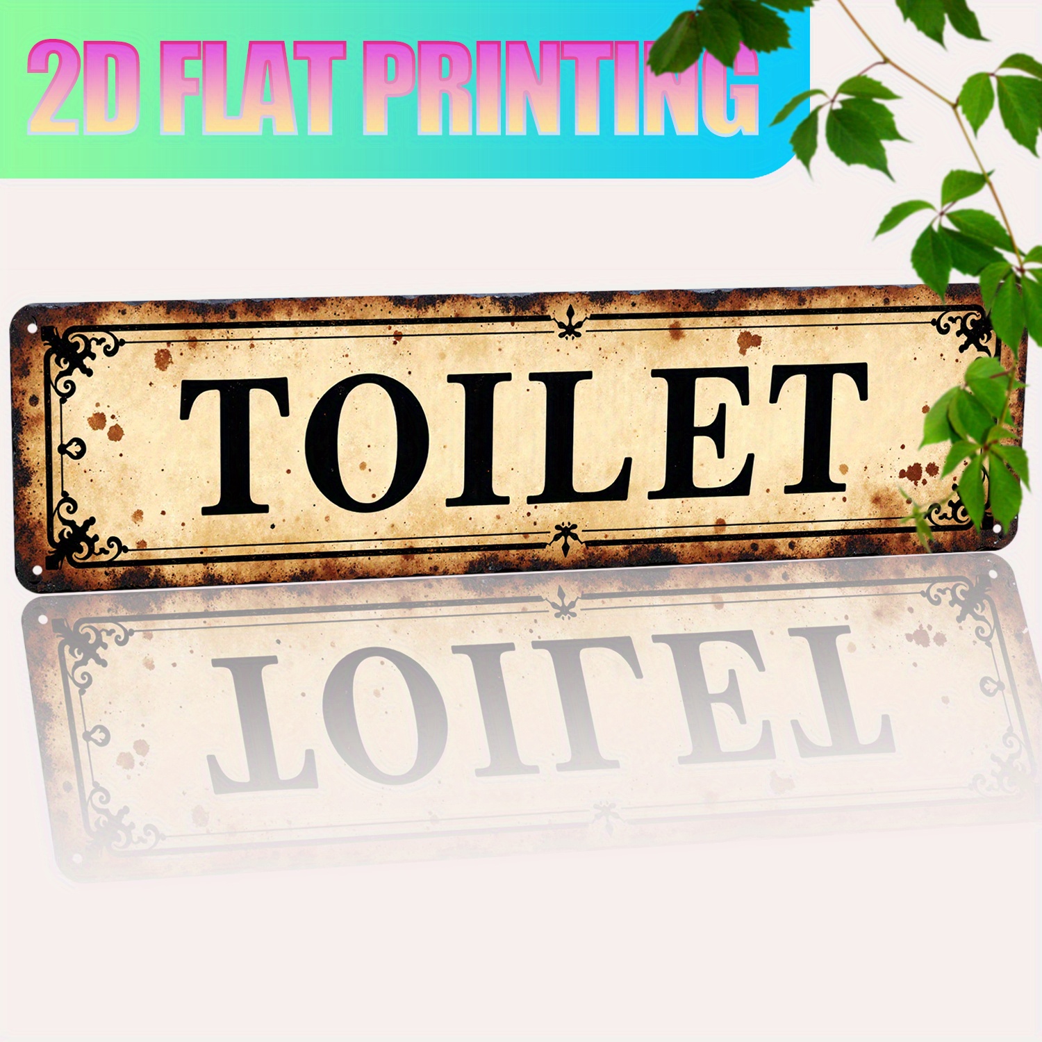2D Flat, Vintage Aluminum Wall - Home Bathroom Wall Decor のレビューと価格