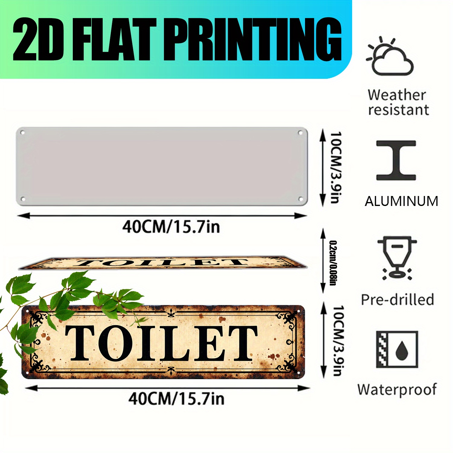 2D Flat, Vintage Aluminum Wall - Home Bathroom Wall Decor のレビューと価格