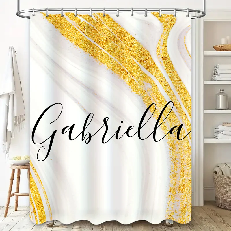 Gold Marble Shower Curtain Per - Home Bathroom Name のレビューと価格
