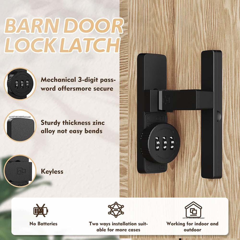 Security Barn Door Lock 3-Digi - Home Bathroom Door のレビューと価格