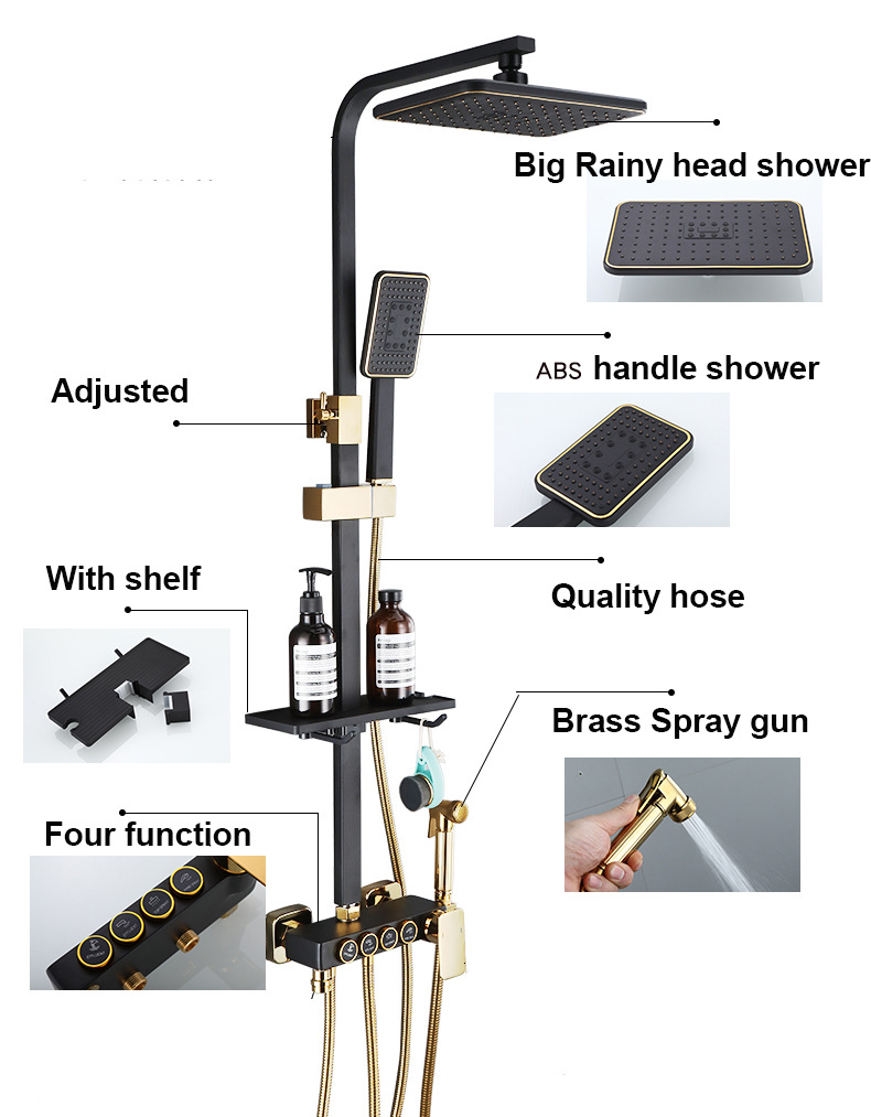 KEMAIDI Black Gold Shower Fauc - Home Bathroom Taps のレビューと価格