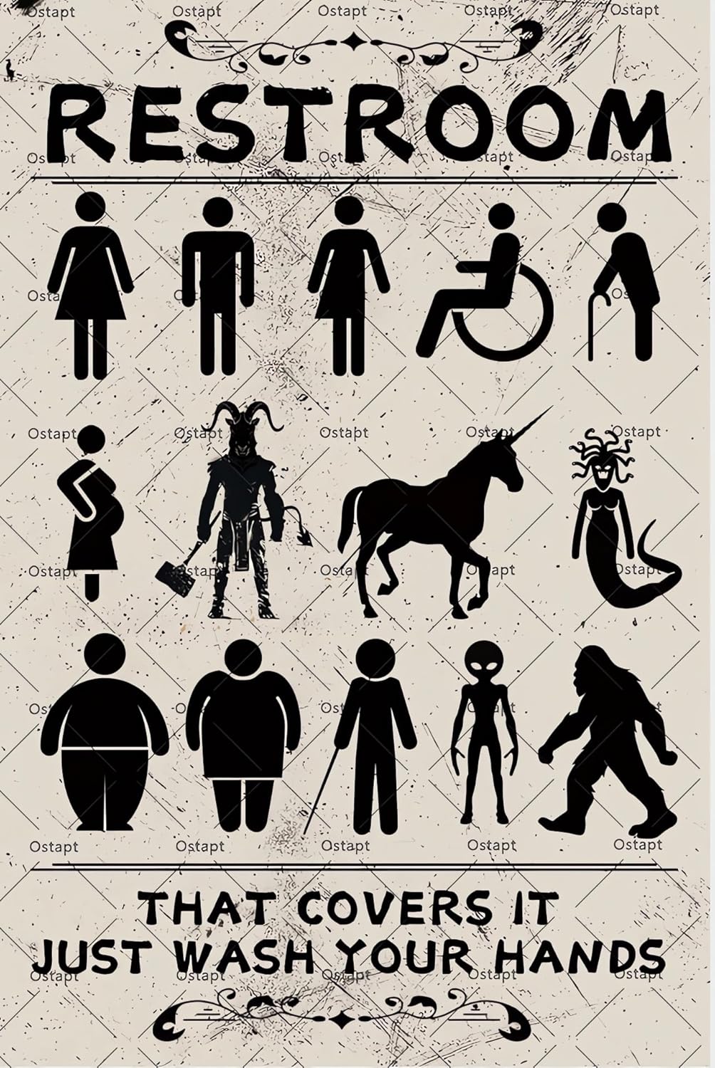 Funny Vintage Restroom Sign Ju - Home Bathroom Toilet のレビューと価格