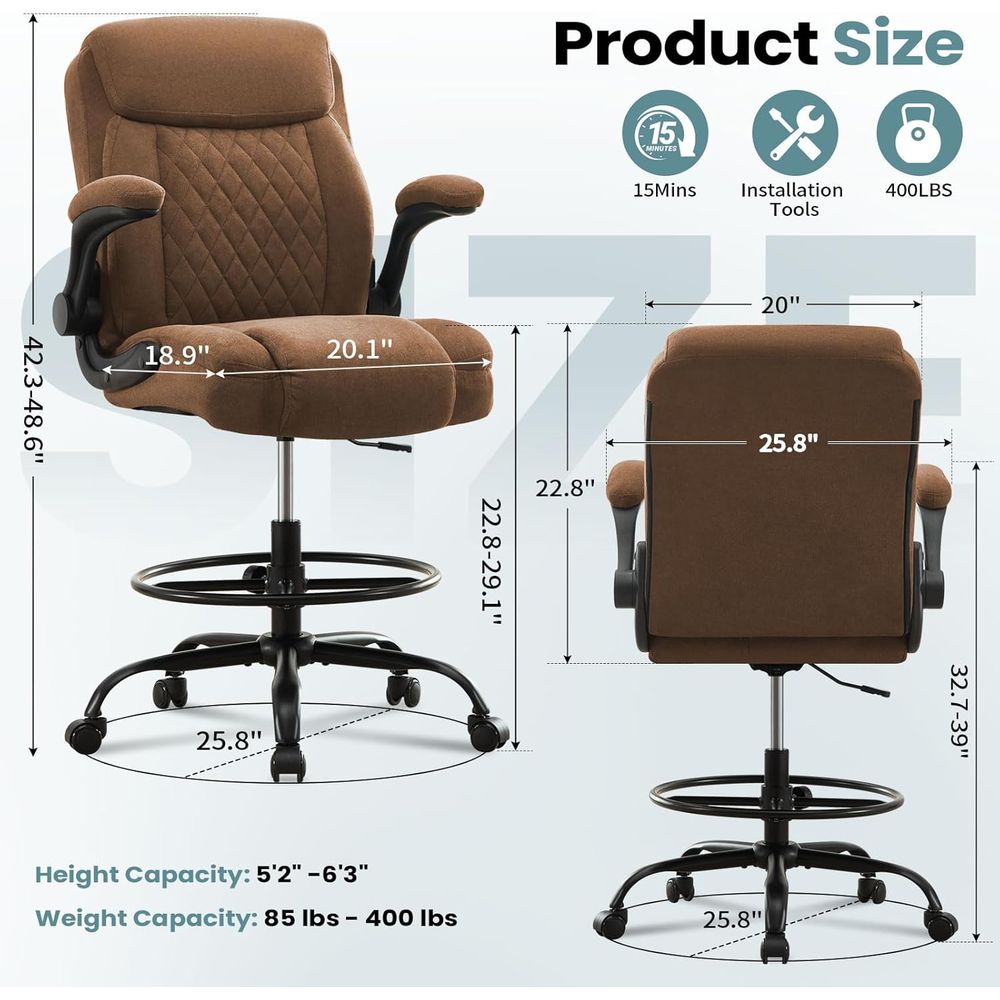 Tall Drafting Chair Height Adj - Home & Bathroom Building Products Pte Ltd のレビューと価格