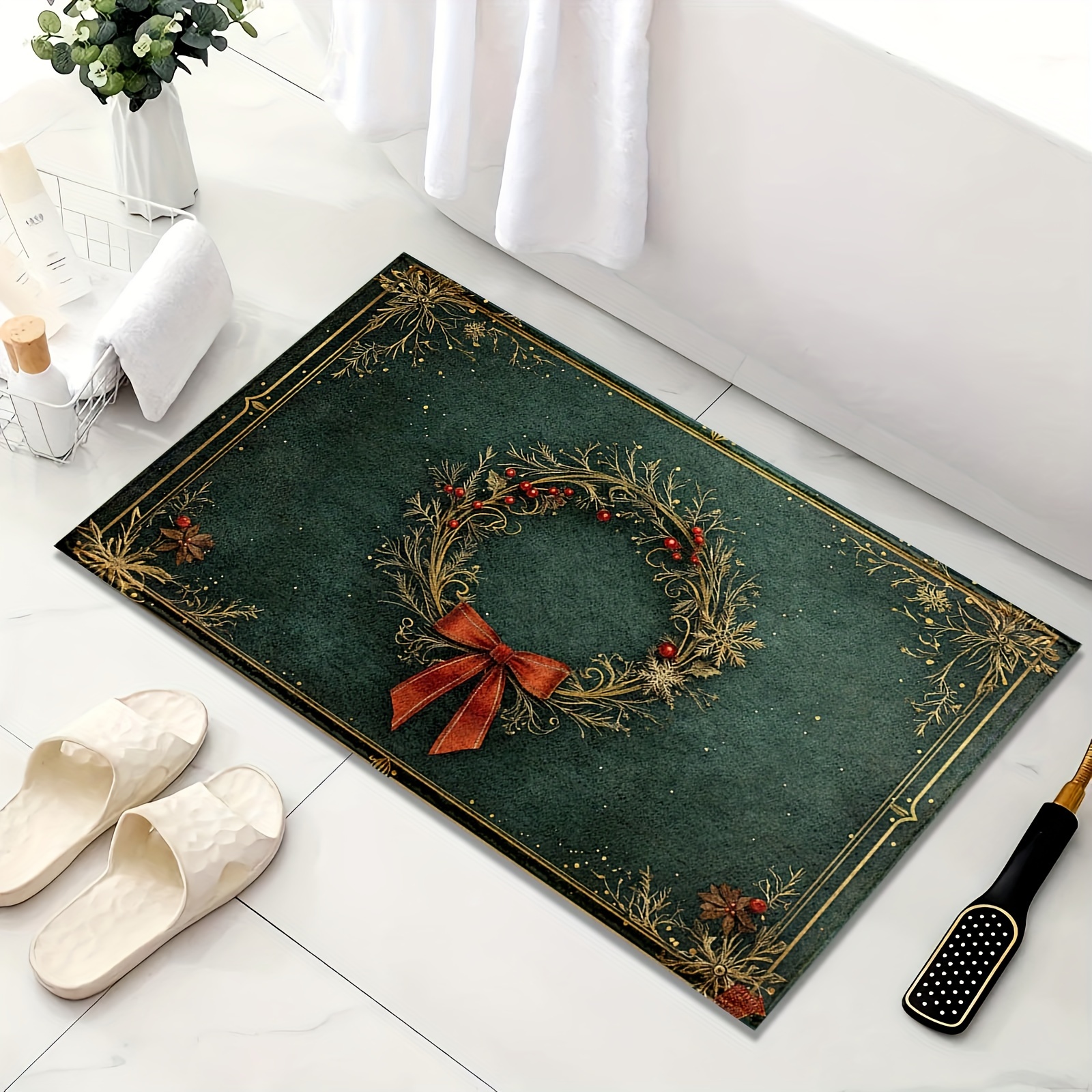 Christmas Wreath Printed Flann - Home Bathroom Design Ideas のレビューと価格