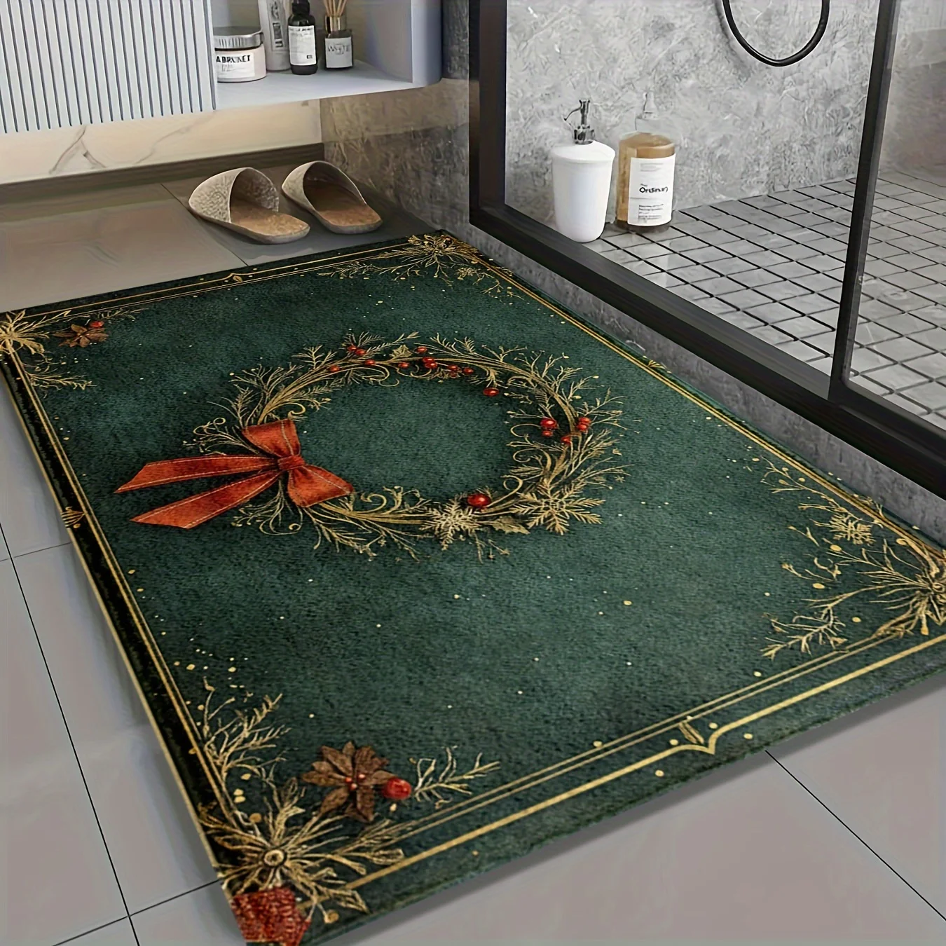 Christmas Wreath Printed Flann - Home Bathroom Design Ideas のレビューと価格
