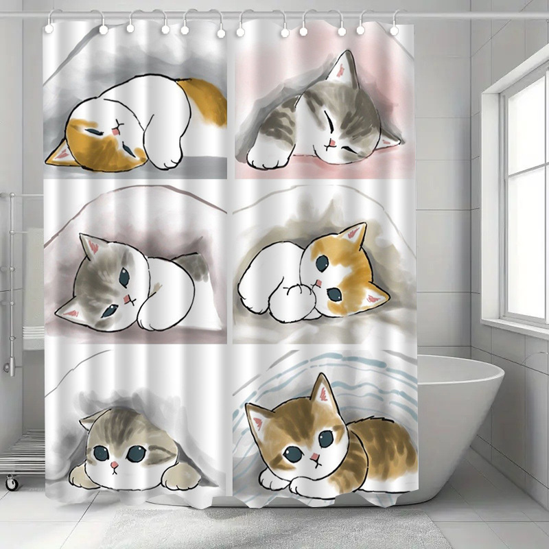 Cute Sleeping Cats Shower Curt - Home Bathroom Design Ideas のレビューと価格