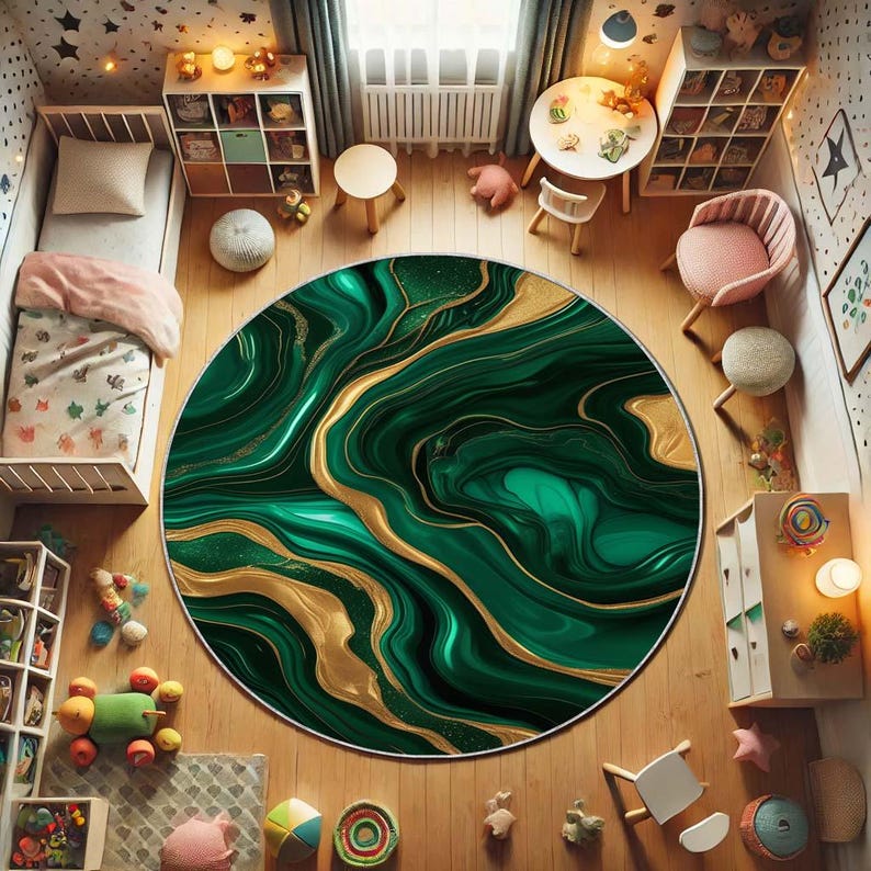 Emerald Moss Round Rug, Nature - Home Bathroom Design Ideas のレビューと価格