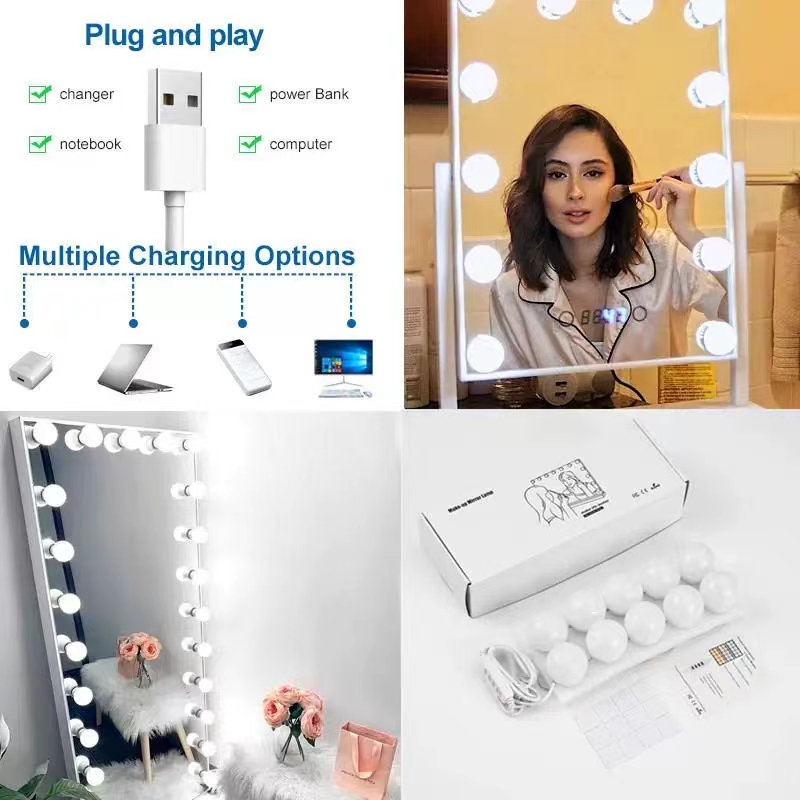 LED Light Paste Mirror Makeup  - Home Bathroom Vanity のレビューと価格