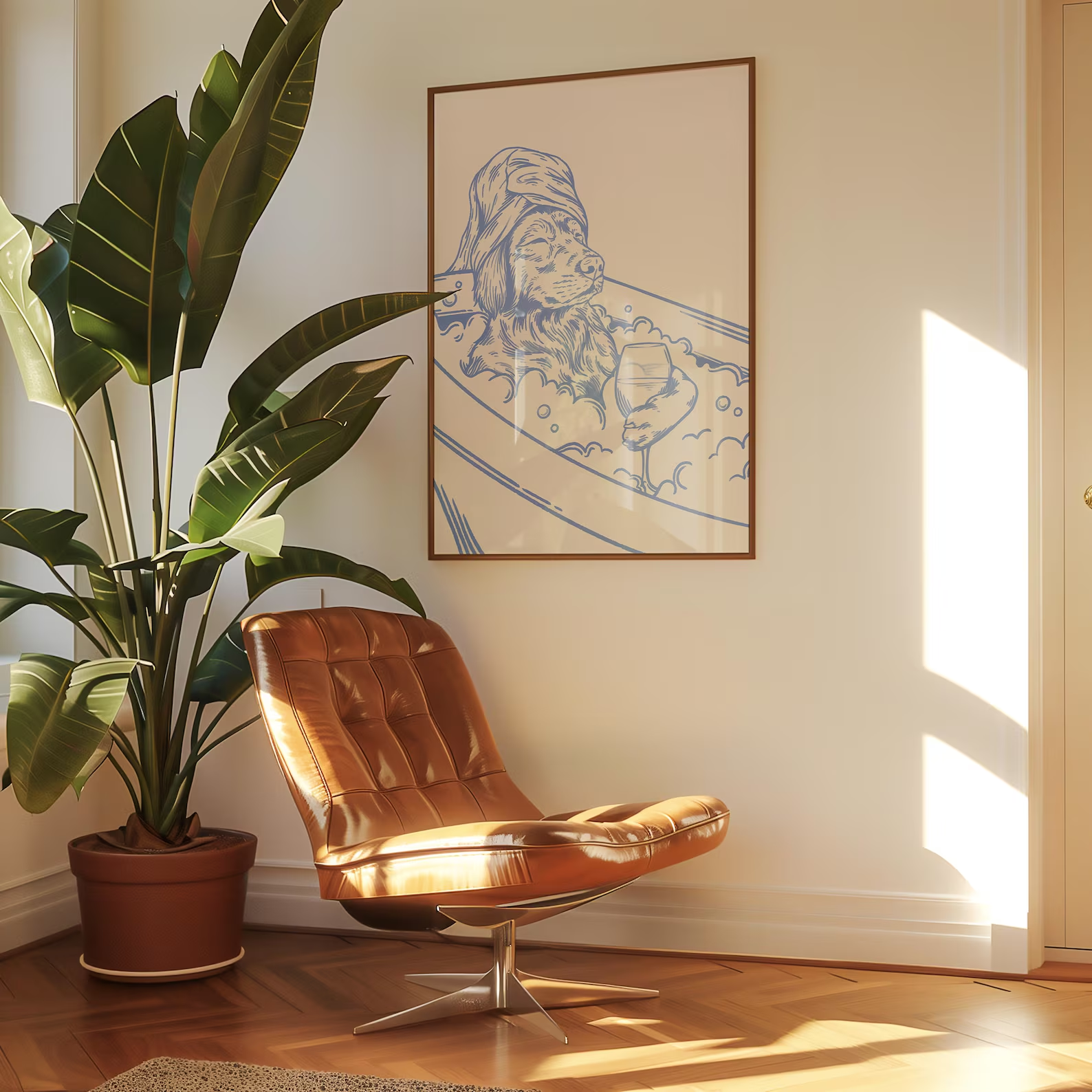 Dog with Wine Trendy Bathroom  - Home Bathroom Wall Decor のレビューと価格