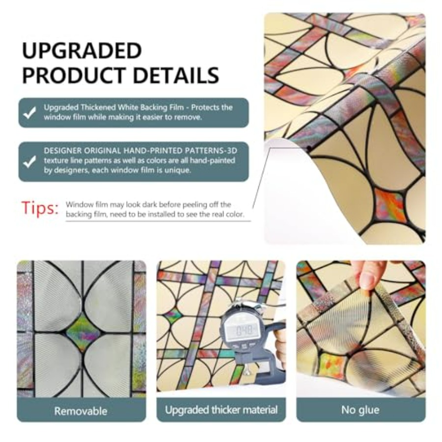 3D Stained Glass Window Film,  - Home Bathroom Door のレビューと価格