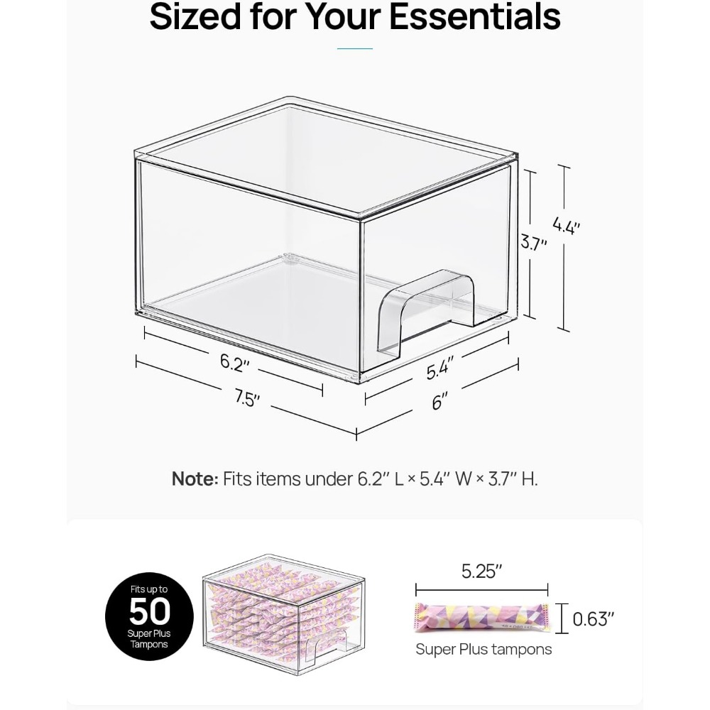 Four Clear Stackable Small Sto - Home Bathroom Vanity のレビューと価格