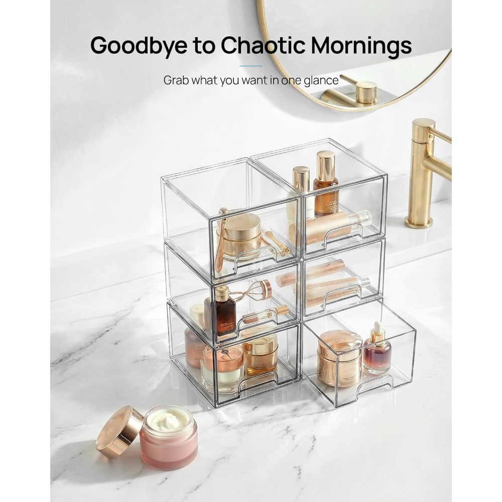 Four Clear Stackable Small Sto - Home Bathroom Vanity のレビューと価格