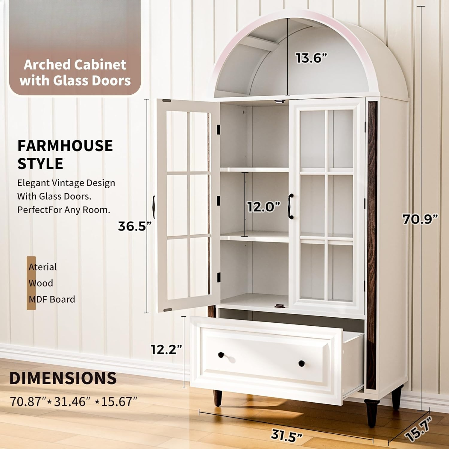 71” Handcrafted Arched Bookcas - Home & Bathroom Building Products Pte Ltd のレビューと価格