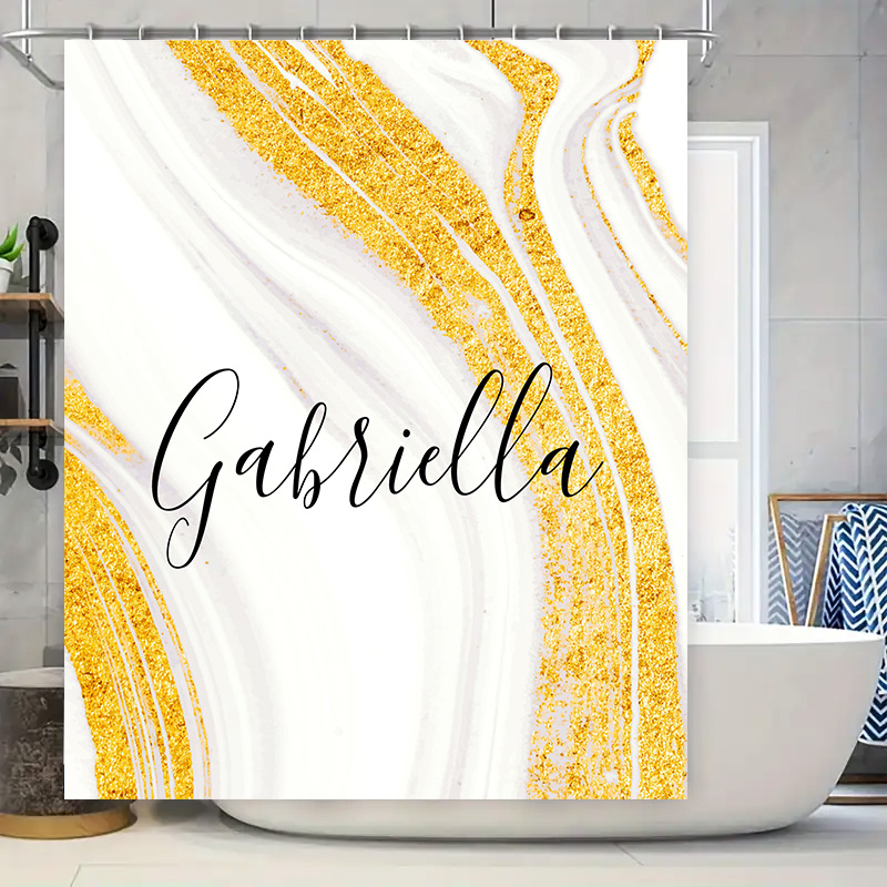 Gold Marble Shower Curtain Per - Home Bathroom Name のレビューと価格