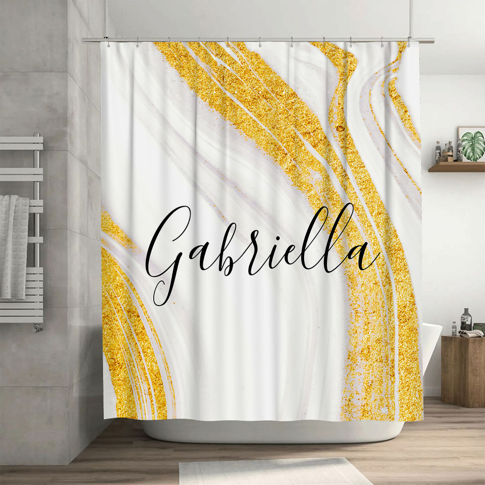Gold Marble Shower Curtain Per - Home Bathroom Name のレビューと価格