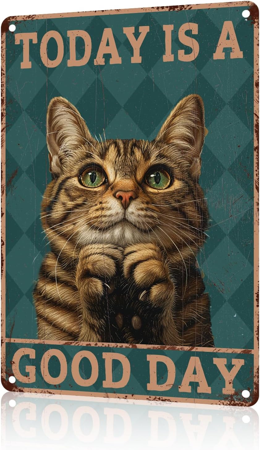 Cat Metal Tin Sign Home  Life  - Home Goods Bathroom Decor のレビューと価格