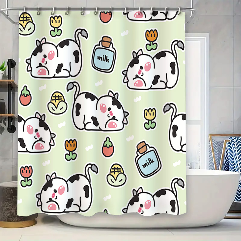 Adorable Cow Print Shower Curt - Home Bathroom Design Ideas のレビューと価格