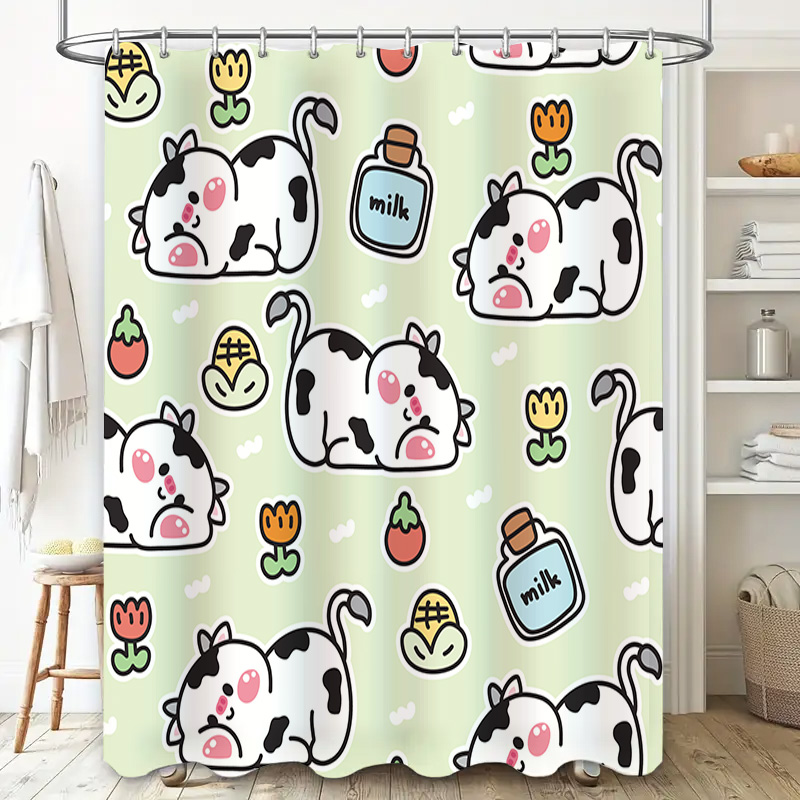 Adorable Cow Print Shower Curt - Home Bathroom Design Ideas のレビューと価格