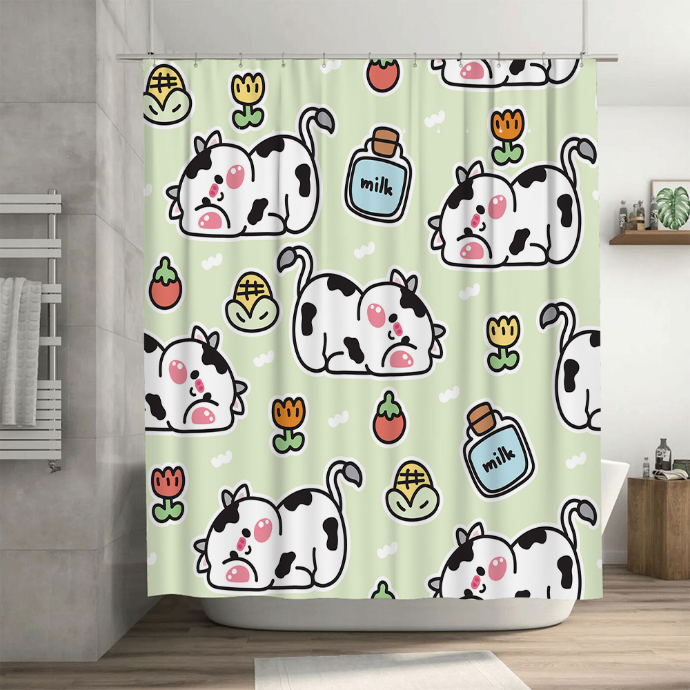 Adorable Cow Print Shower Curt - Home Bathroom Design Ideas のレビューと価格