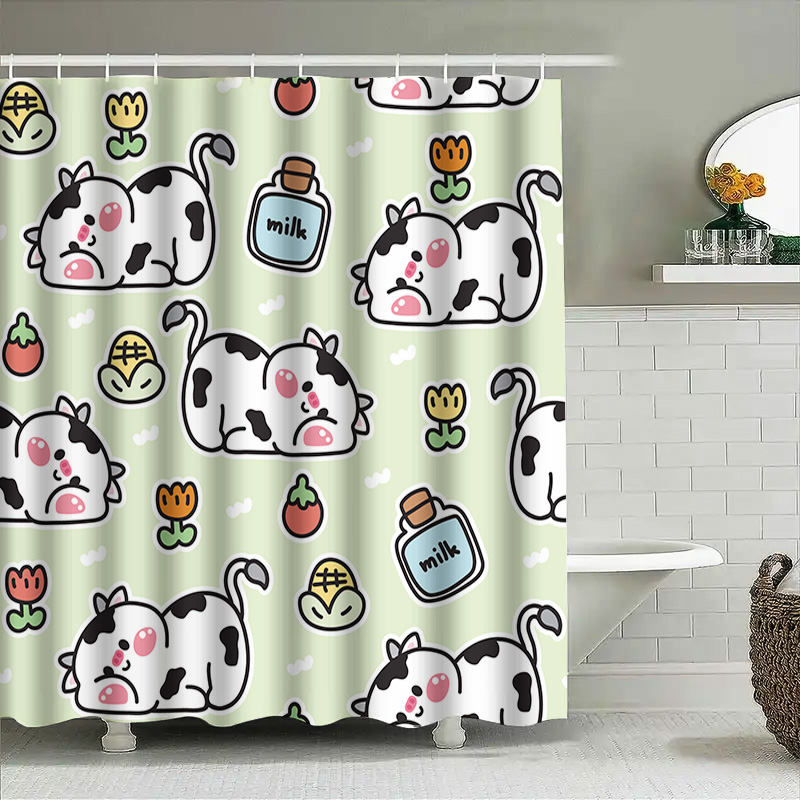Adorable Cow Print Shower Curt - Home Bathroom Design Ideas のレビューと価格